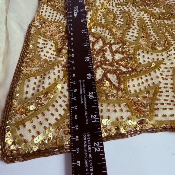 Creative Creations Gold Evening Jacket Womens M Sequin Beaded Embellished VTG - Picture 10 of 14